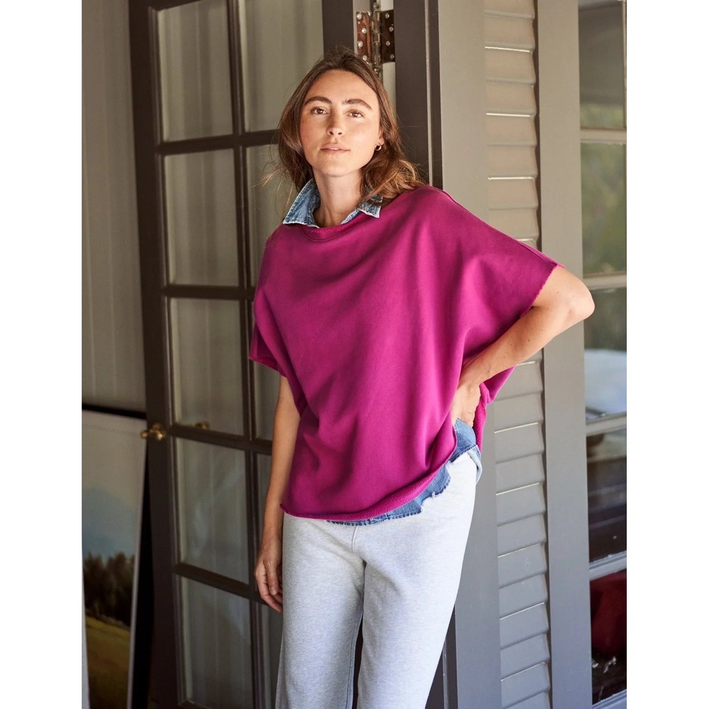 Frank & Eileen Tee Lab Funnel Neck Capelet Fuchsia Pink Cotton OS Comfort Casual